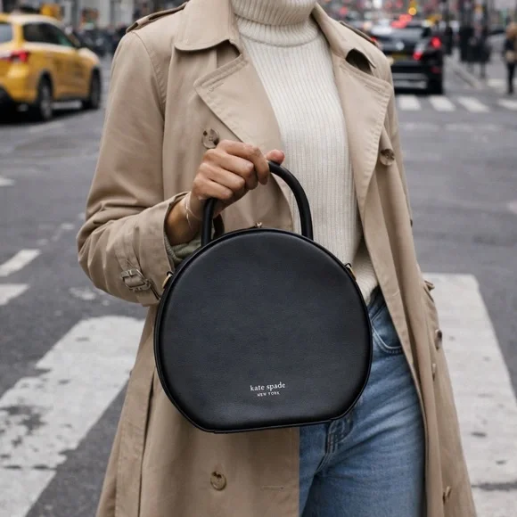 Kate Spade - Like New - Andi Black Leather Canteen Handbag w crossbody strap - Picture 10 of 10